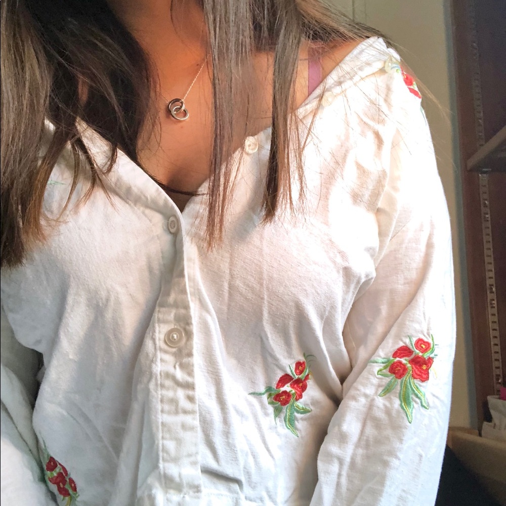 The Floral Art Hoe Button-down Longsleeve Shirt